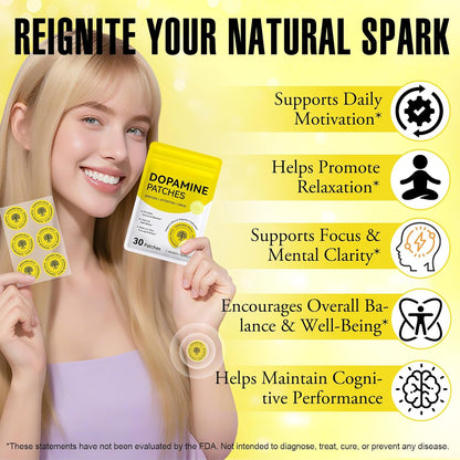 Dopamine Patches Extra Strength for Men & Women - Daily Mood Support & Mental Wellness, Boosts Positivity & Motivation, Dopamine Mood Patches Supports Dopamine Serotonin Balance