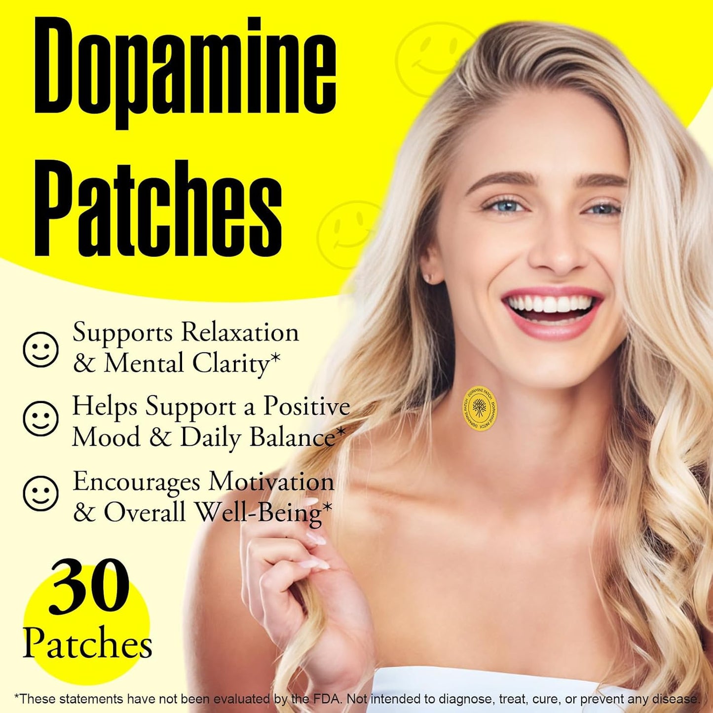 Dopamine Patches Extra Strength for Men & Women - Daily Mood Support & Mental Wellness, Boosts Positivity & Motivation, Dopamine Mood Patches Supports Dopamine Serotonin Balance