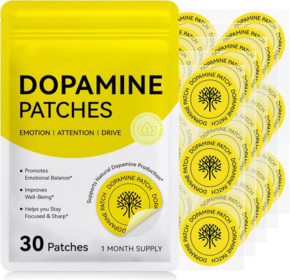 Dopamine Patches Extra Strength for Men & Women - Daily Mood Support & Mental Wellness, Boosts Positivity & Motivation, Dopamine Mood Patches Supports Dopamine Serotonin Balance