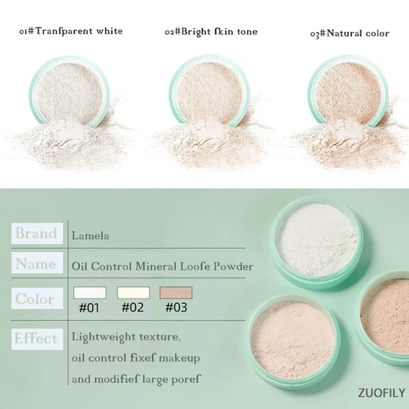3 Colors Makeup Loose Powder Transparent Natural Face Finishing Powder Professional Oil-Control Waterproof Matte Setting Powder